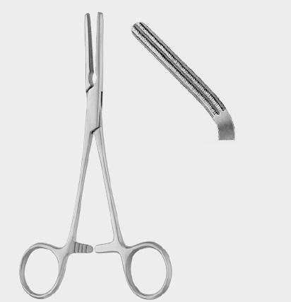 Затискач ДАРДИКА (DARDIK) атравматичний, 15 см (сm), вигнутий під кутом 45°. Бренд: Zepf (Зепф).